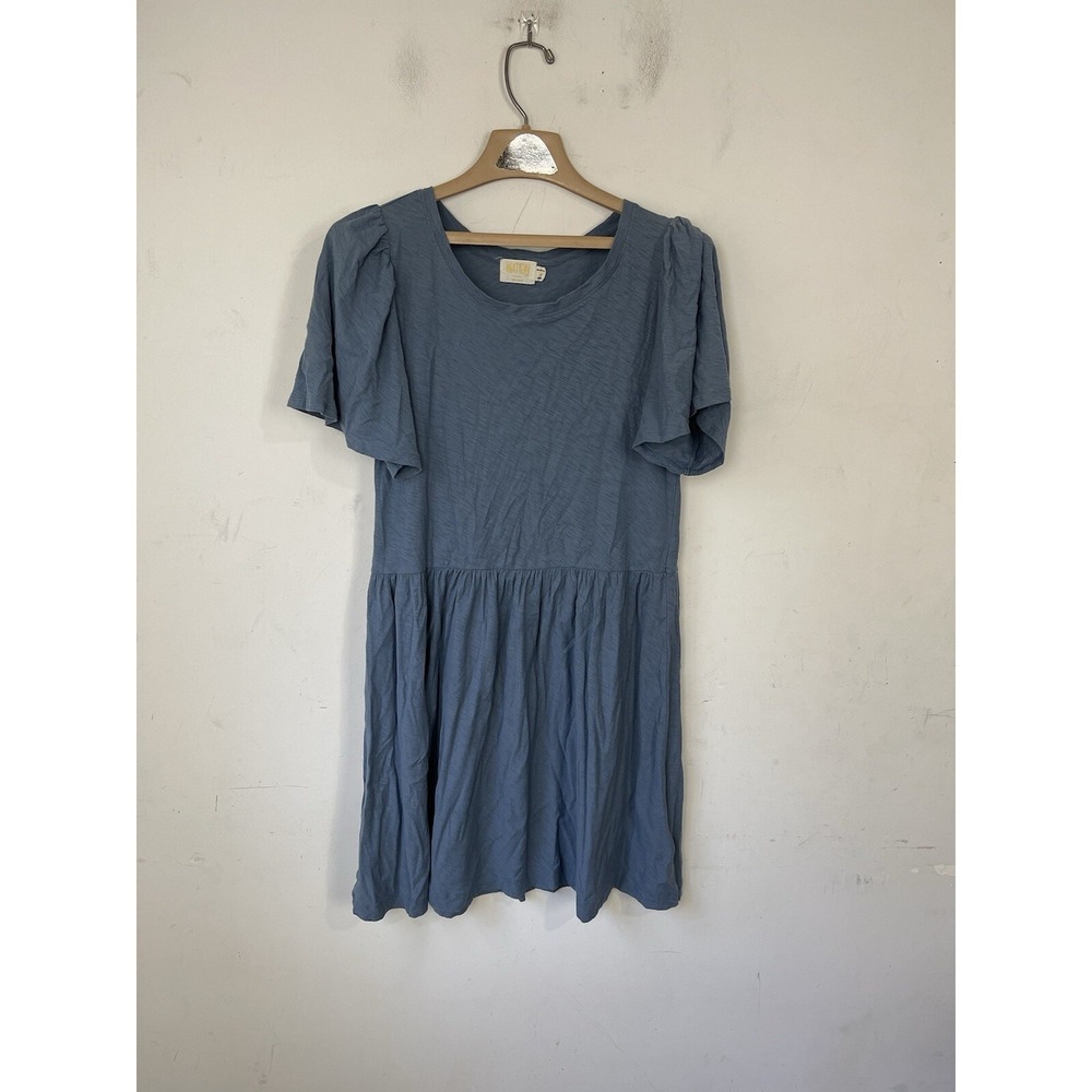 NATION Ltd Womens Dress S Blue Puff Sleeve Boho Tiered Minimal Basic Spring Peru